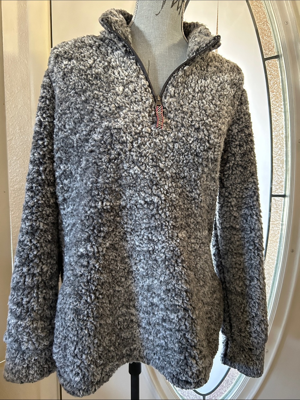 Women's Plush Cowl Sherpa Pullover - Gray